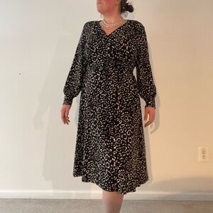 H&M Black and Cream Animal Print Dress